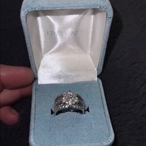 Diamonique Epiphany Silver Diamond flower Ring size 7